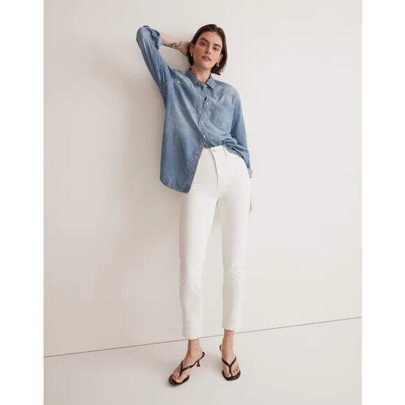 MADEWELL Stovepipe Jeans Pure White Size 28 High Rise Capsule Wardrobe Classic - Picture 1 of 12